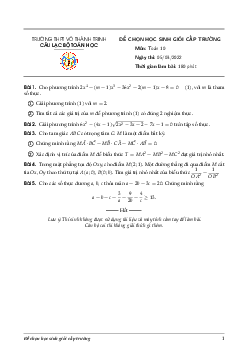 Đề chọn HSG Toán 10 năm 2021 – 2022 trường THPT Võ Thành Trinh – An Giang