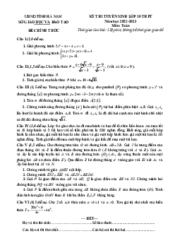 Đề tuyển sinh lớp 10 THPT môn Toán năm 2022 – 2023 sở GD&ĐT Hà Nam