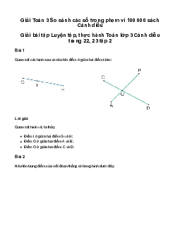 Điểm ở giữa. Trung điểm của đoạn thẳng: Giải bài tập Luyện tập, thực hành Toán lớp 3 Cánh diều trang 22, 23 tập 2