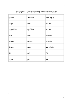 Tiếng Anh lớp 3 Unit 1: Từ vựng | Global Success (Kết nối tri thức)