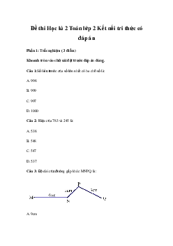 Đề thi Toán lớp 2 học kì 2 năm 2024 - Đề 4 | Kết nối tri thức