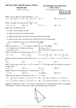 Đề thi thử Toán 11 lần 1 năm 2018 trường THPT chuyên Quang Trung – Bình Phước