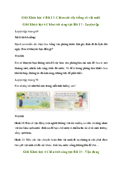 Giải Khoa học lớp 4 Bài 17: Chăm sóc cây trồng và vật nuôi | Chân trời sáng tạo