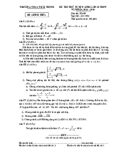 Đề thi thử Toán tuyển sinh lớp 10 năm 2024 – 2025 trường THCS Thái Thịnh – Hà Nội