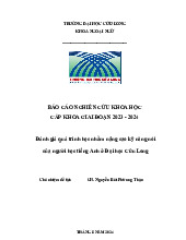 Báo cáo Nghiên cứu khoa học: Đánh giá quá trình học nhằm nâng cao kỹ năng nói của người học tiếng anh | Trường Đại học Sư phạm - Đại học Huế