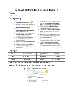 Giải Tiếng Anh 11 Progress Check Units 5 - 6 | Bright