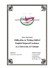 Difficulties in Writing Skill of English Majored Freshmen at a University in Vietnam | Research proposal