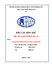Đề tài:  Xây dựng phần mền quản lý sinh viên | Báo cáo môn học  Đồ án lập trình java | Trường Đại học Kinh Doanh và Công Nghệ Hà Nội