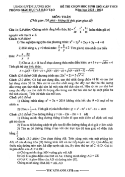Đề học sinh giỏi Toán THCS năm 2022 – 2023 phòng GD&ĐT Lương Sơn – Hòa Bình