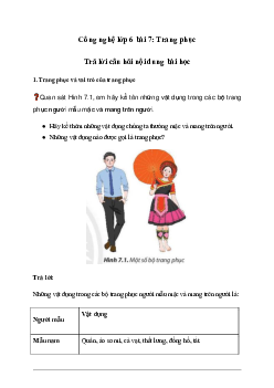 Giải Công nghệ lớp 6 Bài 7 Trang Phục sách Chân trời sáng tạo
