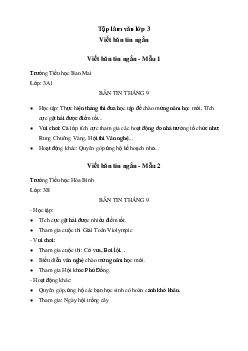 Viết bản tin ngắn (4 mẫu) | Tập làm văn lớp 3 Chân trời sáng tạo