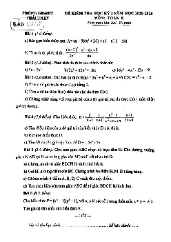 Đề thi HK1 Toán 8 năm 2020 – 2021 phòng GD&ĐT Thái Thụy – Thái Bình