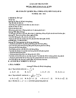 Đề cương cuối kỳ 2 Toán 10 năm 2022 – 2023 THPT Lương Ngọc Quyến – Thái Nguyên