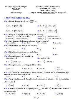 Đề kiểm tra giữa học kỳ 1 Toán 11 năm 2021 – 2022 sở GD&ĐT Bắc Ninh