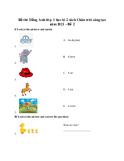 Đề thi Tiếng Anh lớp 1 học kì 2 sách Friends Global năm 2024 - Đề 2