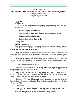 Giáo án Khoa học tự nhiên 7 - Vật Lí sách Chân trời sáng tạo