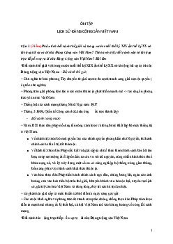 Câu hỏi ôn tập môn Lịch sử Đảng