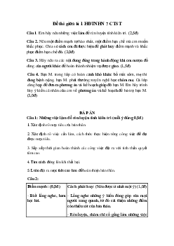 Đề thi giữa học kì 1 lớp 7 môn Hoạt động trải nghiệm | Đề 3 | Chân trời sáng tạo