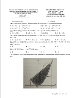 Đề học kỳ 2 Toán 12 năm 2023 – 2024 trường THPT Nguyễn Thị Minh Khai – TP HCM