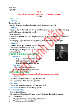 Giáo án Địa Lí 7 Bài 12: Thực hành: Tìm hiểu khái quát về cộng hòa Nam Phi | Cánh diều