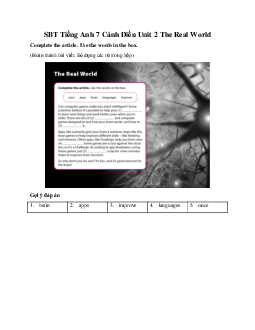 SBT Tiếng Anh 7 Explore English Cánh Diều Unit 2 The Real World