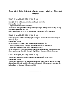 Soạn Văn 8 Bài 4: Sắc thái của tiếng cười | Văn hay | Chân trời sáng tạo