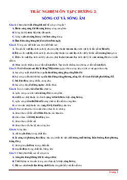 Trắc nghiệm Ôn tập chương Sóng cơ và sóng âm có lời giải chi tiết và đáp án