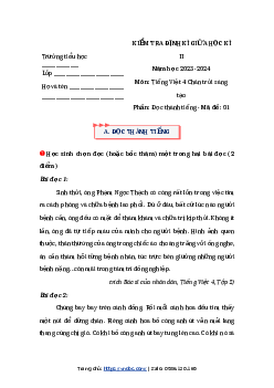 Đề thi Tiếng Việt giữa kì 2 lớp 4 sách Chân trời sáng tạo - Đề 1