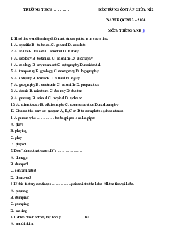 Đề cương ôn tập giữa học kì 2 môn Tiếng Anh 8 Global Success