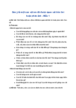 Lập dàn ý Miêu tả một con vật em đã được quan sát trên ti vi hoặc phim ảnh | Tập làm văn 4
