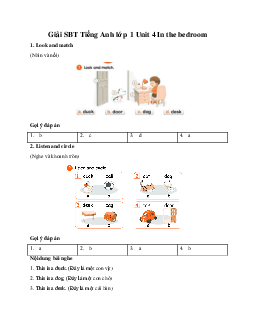 Giải SBT Tiếng Anh lớp 1 Unit 4 In the bedroom | Global Success