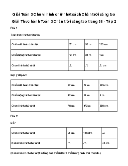 Giải Toán 3: Chu vi hình chữ nhật | Chân trời sáng tạo