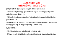 Giáo án điện tử Toán 1 Chương 2 Cánh diều: Làm quen với Phép cộng - Dấu cộng