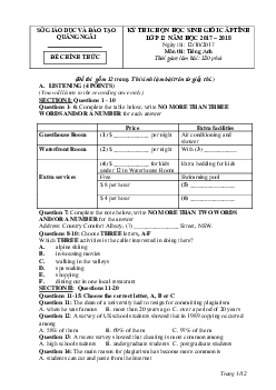 Kì thi chọn đội tuyển chính thức dự thi HSG quốc gia lớp 12 THPT Quảng Ngãi năm học 2017-2018 môn thi Tiếng Anh
