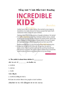 Tiếng Anh 7 Explore English Cánh Diều Unit 1 Reading
