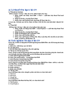 Lý thuyết và bài tập luyện tập Tin học 6 bài 19: Tìm kiếm và thay thế | Chân trời sáng tạo