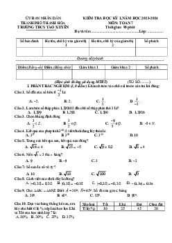 Đề học kỳ 1 Toán 7 năm 2023 – 2024 trường THCS Tào Xuyên – Thanh Hóa