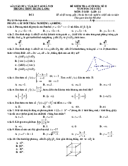 Đề cuối học kì 2 Toán 11 năm 2021 – 2022 trường THPT Thăng Long – Hà Nội