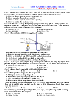 Bộ đề ôn thi HK1 môn Hóa 11 năm 2022-2023 (có đáp án)