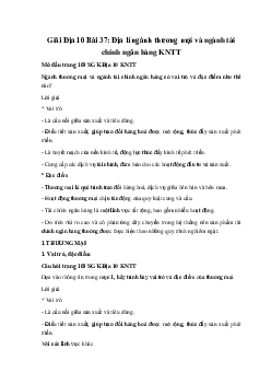 Giải Địa 10 Bài 37: Địa lí ngành thương mại và ngành tài chính ngân hàng KNTT