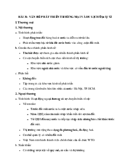 Địa Lý 12 bài 31: Vấn đề phát triển thương mại, dịch vụ