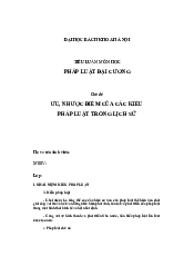 Ưu nhược điểm các kiểu pháp luật trong lịch sử | Tiểu luận Pháp luật đại cương | Đại học Bách Khoa Hà Nội