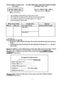 Đề Thi Chọn Học Sinh Giỏi Tỉnh Cấp Thpt Năm Học 2016 - 2017 Môn Thi Tiếng Anh – Lớp 11 Tỉnh Hà Tĩnh