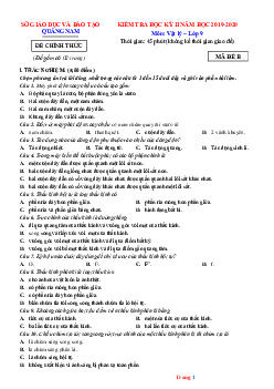 Đề thi học kỳ II năm học 2019-2020 môn vật lý 9 Sở GD Quảng Nam (có lời giải)