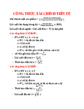 CÔNG THỨC TÀI CHÍNH TIỀN TỆ CHO KHÓA HỌC TÀI CHÍNH