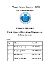 Bài tập về nhà nhóm học phần Production and Operations Management | Trường Đại học Quốc tế, Đại học Quốc gia Thành phố Hồ Chí Minh