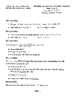 Đề thi học kỳ 1 Toán 8 năm 2020 – 2021 trường THCS Phan Chu Trinh – Hà Nội
