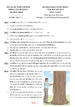Đề tham khảo vào 10 môn Toán Phòng GD Quận 3 năm học 2022-2023 (có đáp án và lời giải chi tiết)