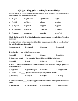 Bài tập Unit 2 | Tiếng Anh 11 Global Success