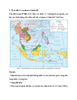 Giải SGK Địa lý 8 bài 1: Đặc điểm vị trí địa lí và phạm vi lãnh thổ | Chân trời sáng tạo